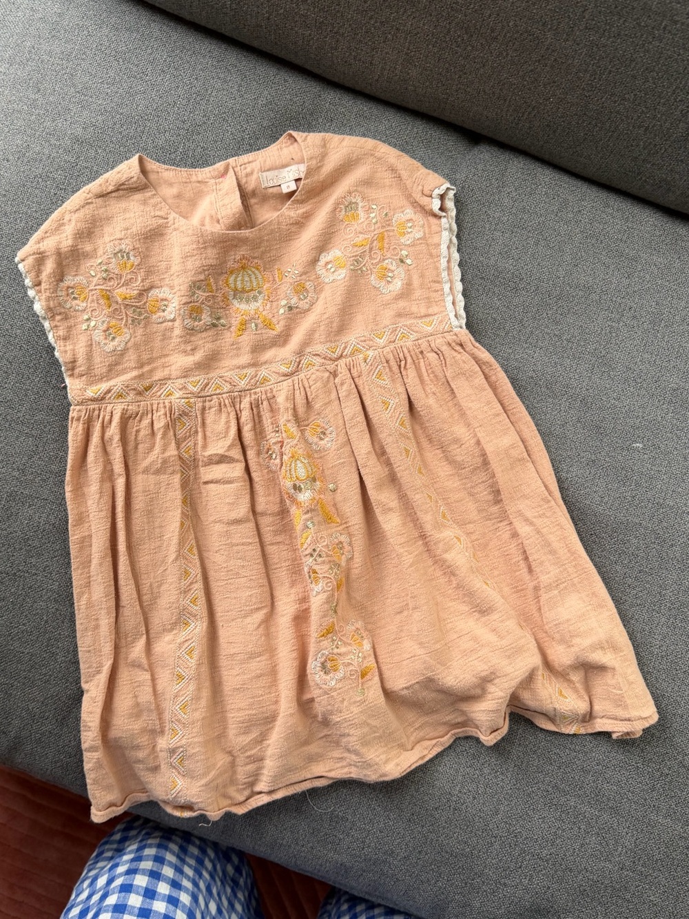Louise Misha Girls Peach Embroidered Casual Dress 8y